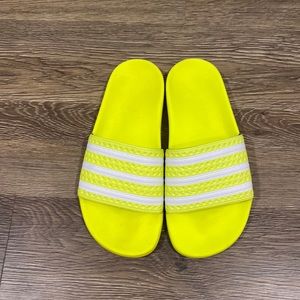 Adidas bright yellow slides - worn a few times - size 5 men’s ( size 6.5 womens)